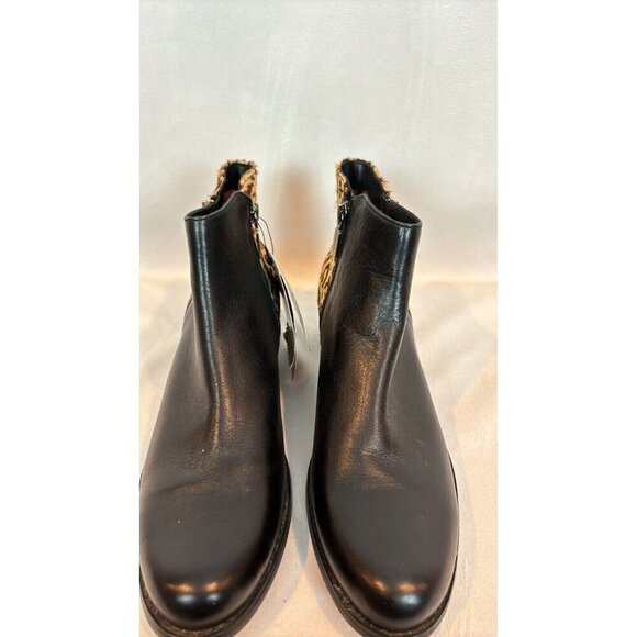 Blondo Women's Cheeta Print Acent Aqua protected Black Leather Booties Size 9 - Picture 11 of 13